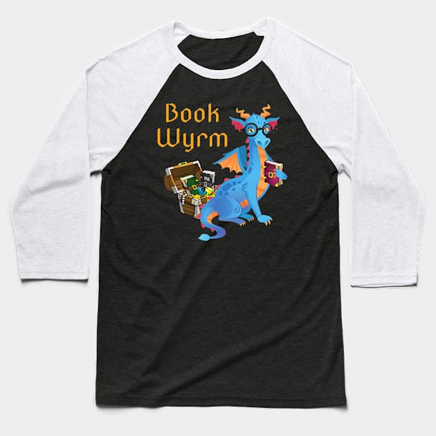 Book Worm Reading Dragon Baseball T-Shirt by tabbythesing960